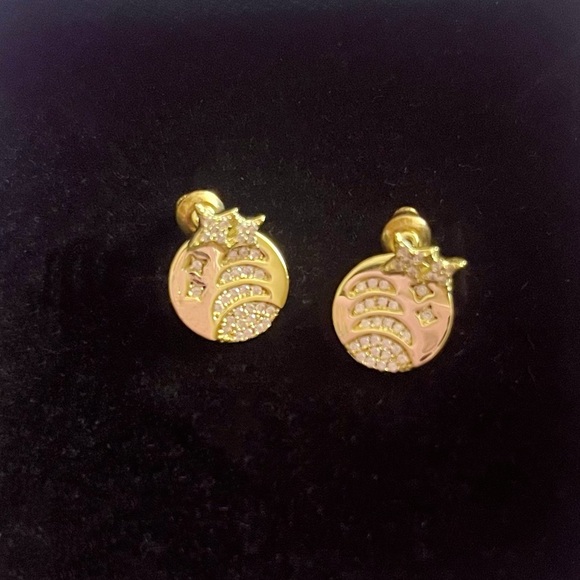 Women’s Sparkling Star Moon Earrings Set Fashion Jewelry Two in One Ear Studs - Picture 4 of 5